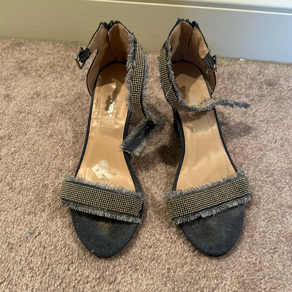 Denim wedges sandals